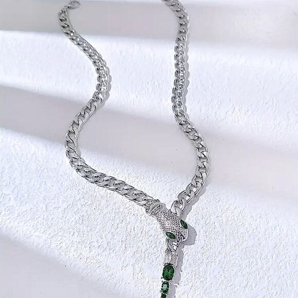 Stainless Steel Snake Choker Necklace Chain Link Sterling Silver Plated - Picture 3 of 3